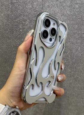 四角气囊适用iPhone15promax手机壳新款苹果14pro哑光银灰色13火焰镂空散热12p高级感16pm保护套11潮plus透气