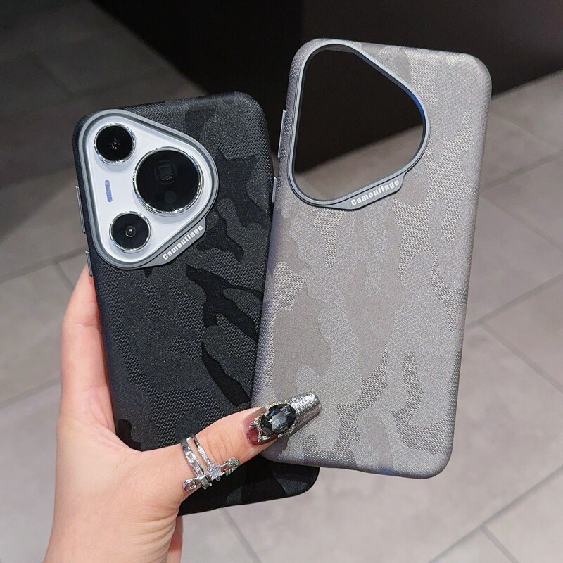 Magsafe磁吸皮革迷彩纹适用华为pura70ultra手机壳新款p70创意超薄p70pro高级感mate60pro/+全包男女士保护套