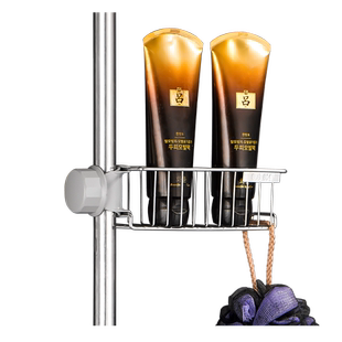 浴室洗澡间卫浴花洒置物架304不锈钢卫生间沐浴露淋浴杆收纳架