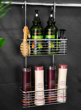 浴室挂篮花洒置物架淋浴房304不锈钢免打孔洗澡间沐浴露收纳架子