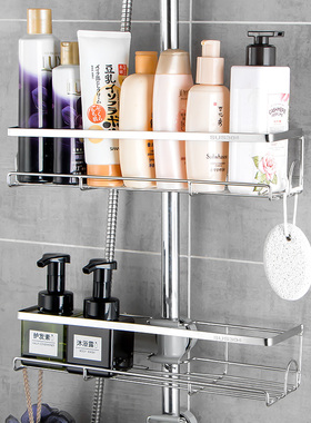 卫生间放洗发水沐浴露置物架浴室洗澡间花洒杆免打孔花洒收纳架子