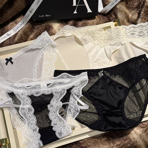 「LA」精选性感四重奏*LadyAllure情绪套盒纯欲蕾丝女内裤四条装
