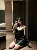 "LA" Roxana· Gorgeous Life - Valentine's Day Collection * Elegant and Sexy Black Nightgown Women with chest pads thumbnail 3