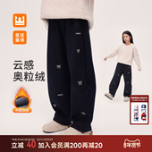 儿童奥利绒加厚香蕉裤 皇室童缘女童蝴蝶结刺绣裤 子2025秋冬新款