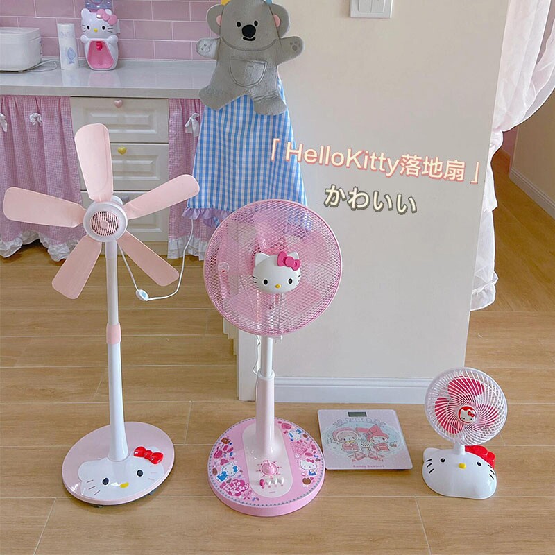 hellokitty落地扇卡通家用小型立式风扇软叶学生宿舍静音桌面床头