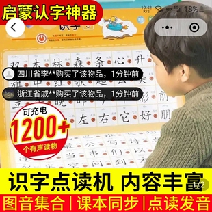 怀狮潇仨点读机儿童识字1200字有声挂本图幼儿园宝宝启蒙认字神器