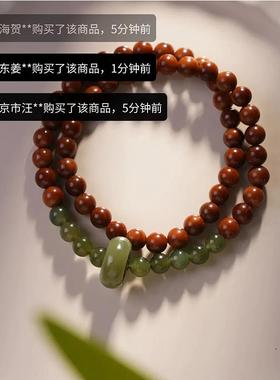 雪柳臻选生肖老料菩提子手串男女双圈跑环手链芭比檀木和田玉盘玩