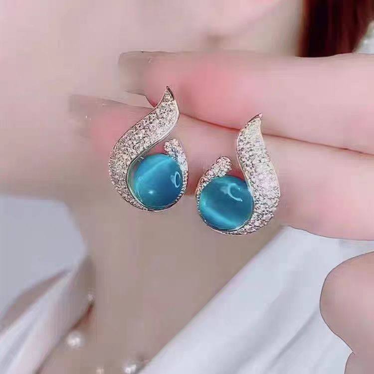 一生钟爱耳钉高级感气质小众设计满钻耳环猫眼石轻奢,珠宝/钻石/翡翠,合成碳硅石耳饰,淘宝优惠券,粉丝福利购,淘宝优惠卷