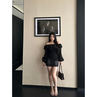 大小姐微胖大码 复古黑灰色牛仔半身裙夏通勤百搭显瘦休闲包臀短裙