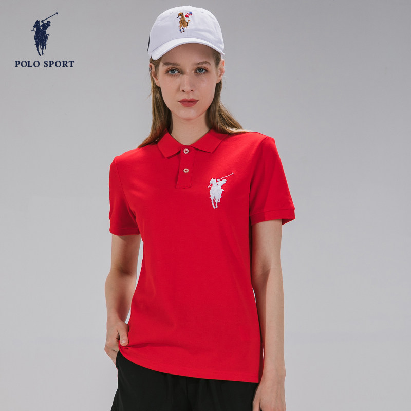 polo sport女装polo衫夏季翻领清爽透气修身休闲运动短袖纯棉上衣