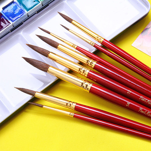 鲁本斯画笔水彩画笔混合毛红瘦子水彩画笔 勾线笔 礼盒装 固体水彩画笔 单支L611