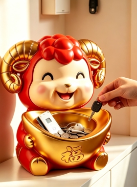 元宝羊钥匙收纳摆件吉祥存钱罐
