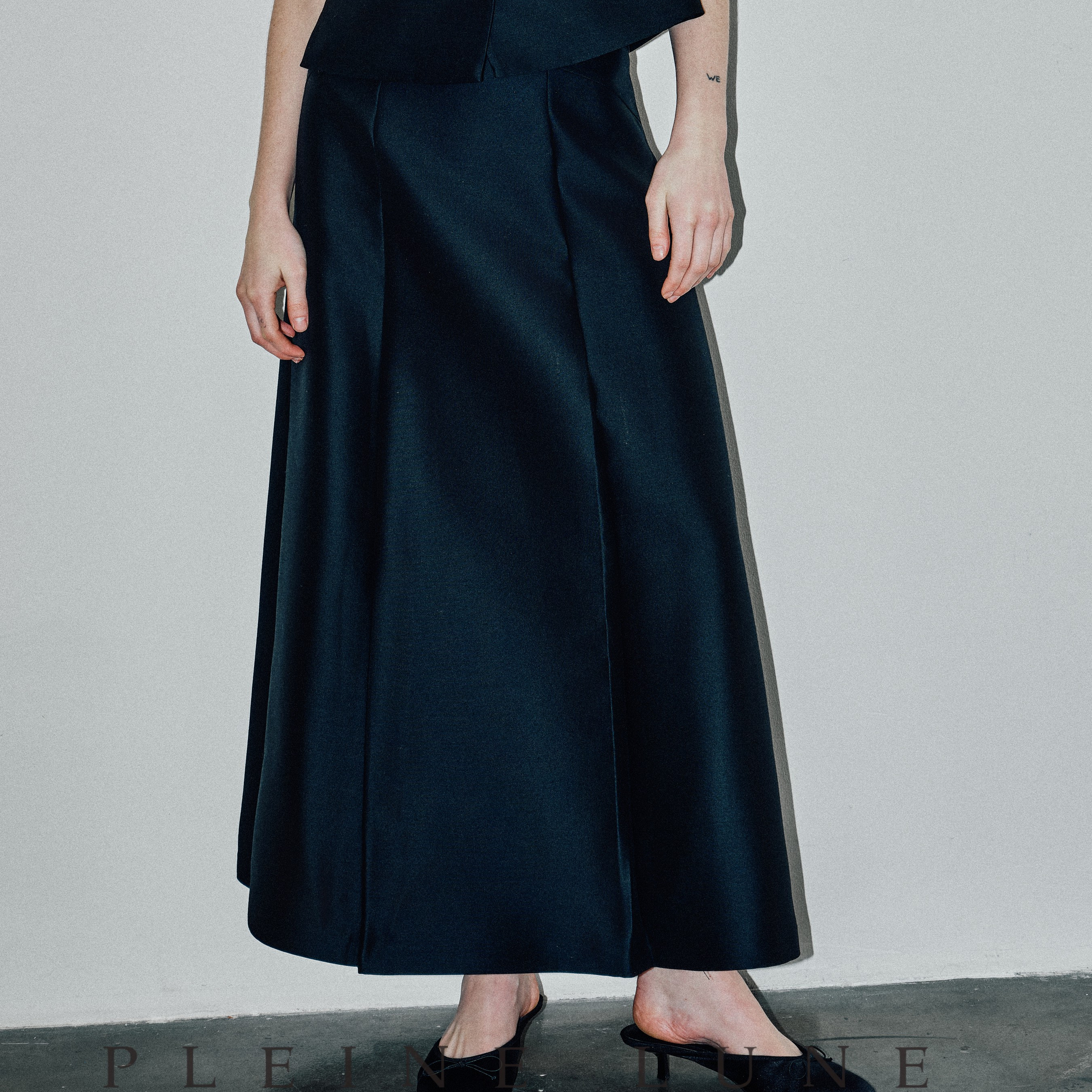 PLEINE LUNE 意大利真丝羊毛 宽褶优雅半裙
