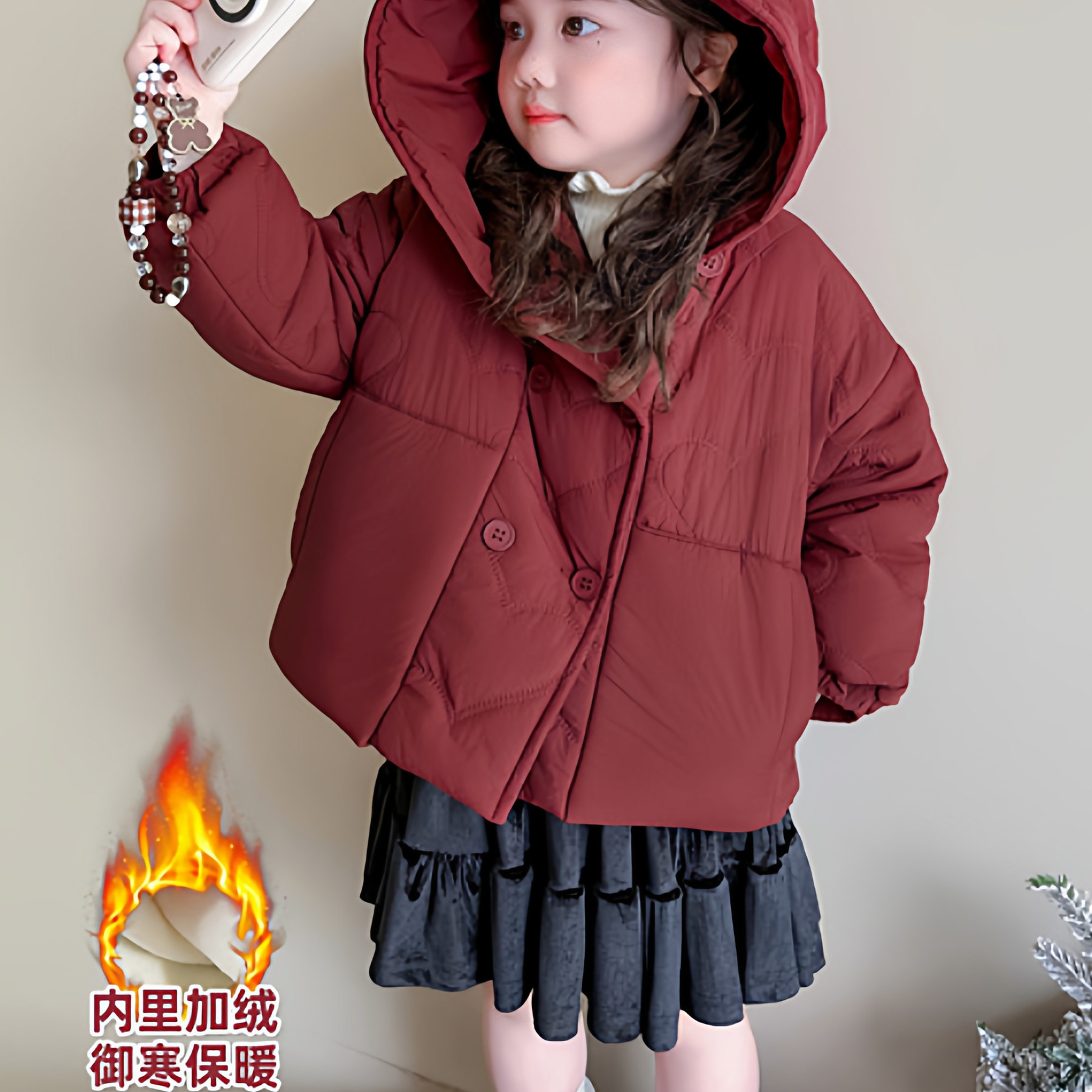 女童羽绒服加厚连帽保暖外套
