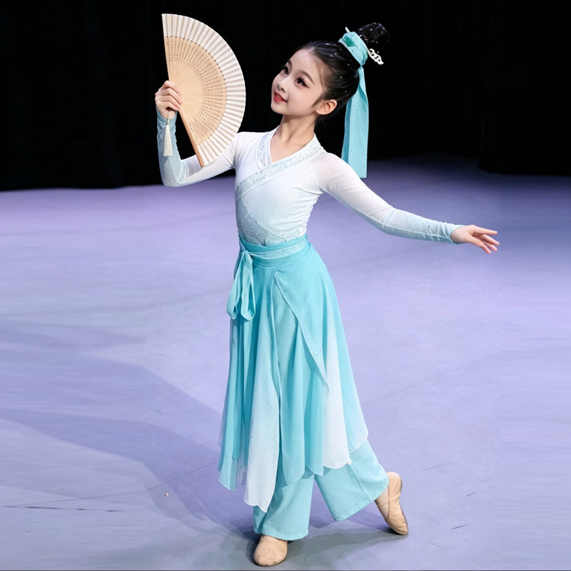 少儿古典舞剧目一童一扇演出服桃李杯飘逸扇子舞练习艺考舞蹈服女