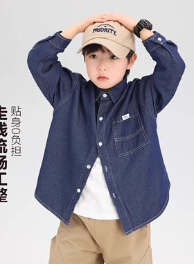 男童衬衫儿童牛仔外套春秋长袖薄