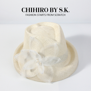 新帽馆夏季 CHIHIRO S.K. 优雅爱莲说手工帽CA2PLM1059 时尚