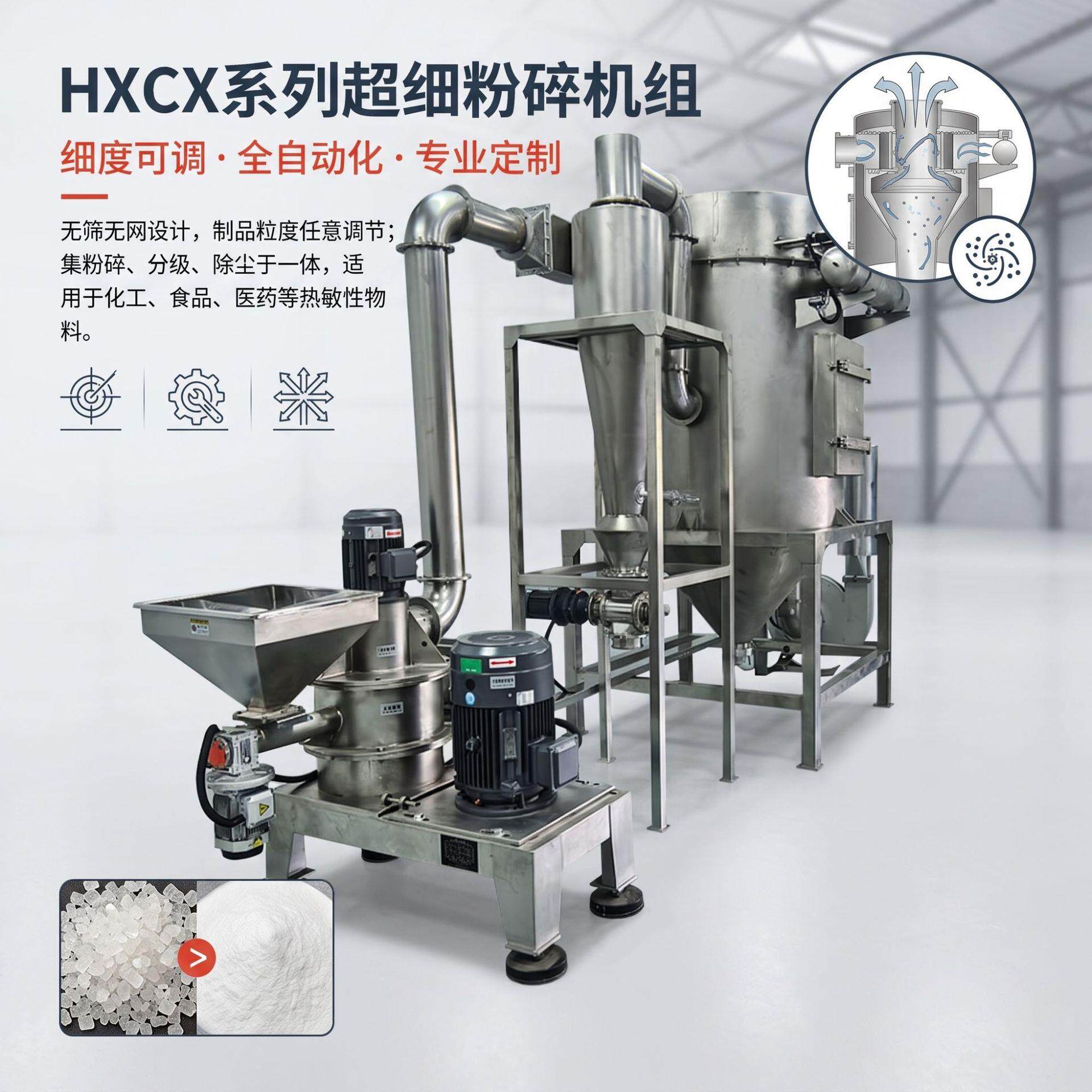 不锈钢粉碎机厂家定制茶叶1000目研磨低温粉碎一水肌酸超细磨机