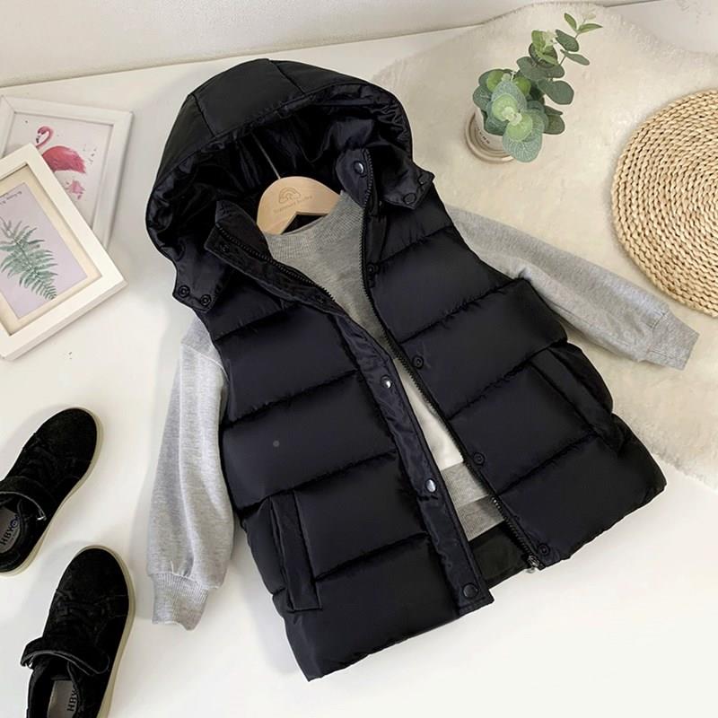 冬款新儿童羽绒棉马甲男童加厚连帽心女童棉服秋背888666宝宝坎肩