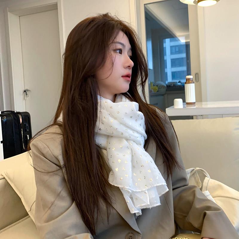 吴皮YLG 皮小春麦芽围巾女秋护脖夏季空调披肩百搭防晒纱巾棉麻丝