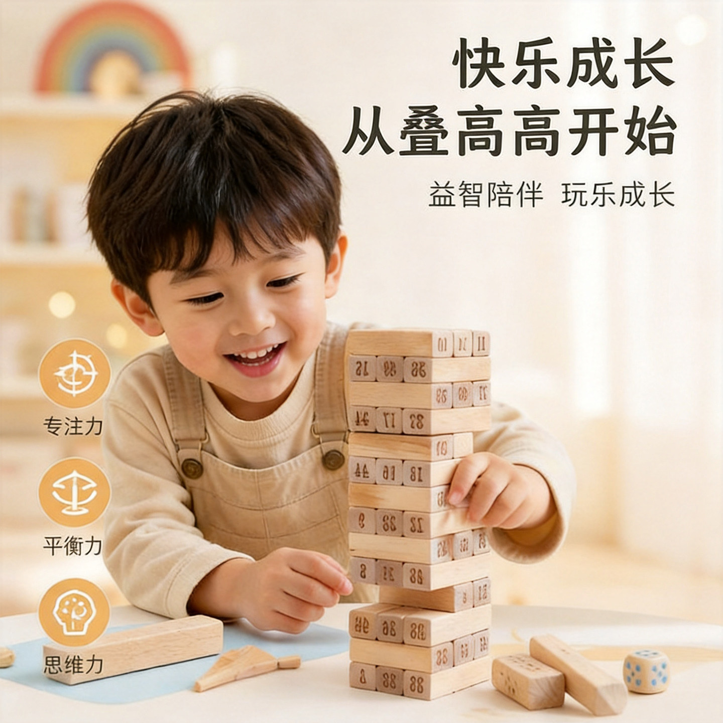 儿童玩具数字叠叠乐积木两人对战大脑训练益智游戏亲子互动小学生