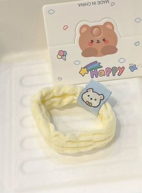 可爱奶蓝色毛巾圈少女心高弹力发圈小熊布标百搭学生双马尾头饰