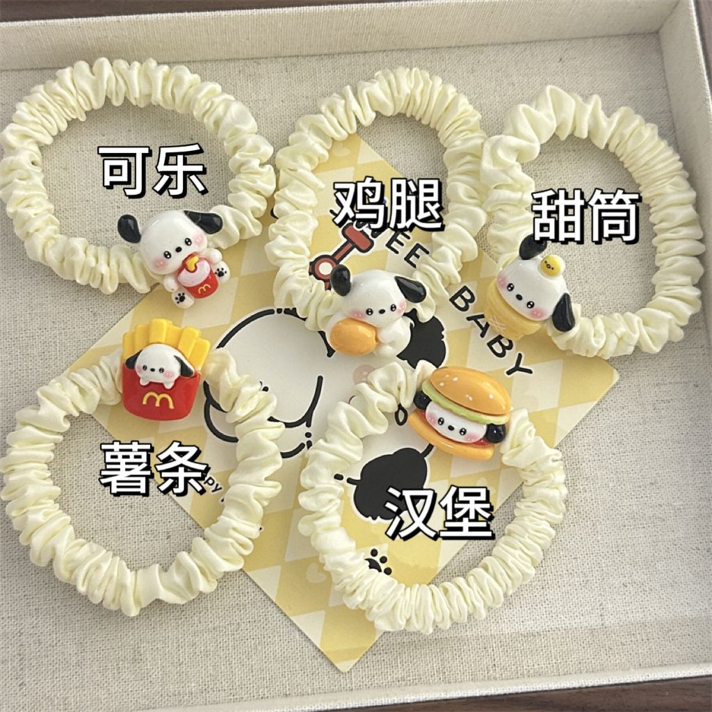 卡通可爱麦当劳打工帕恰狗发绳ins少女心学生情侣小皮筋头饰发圈