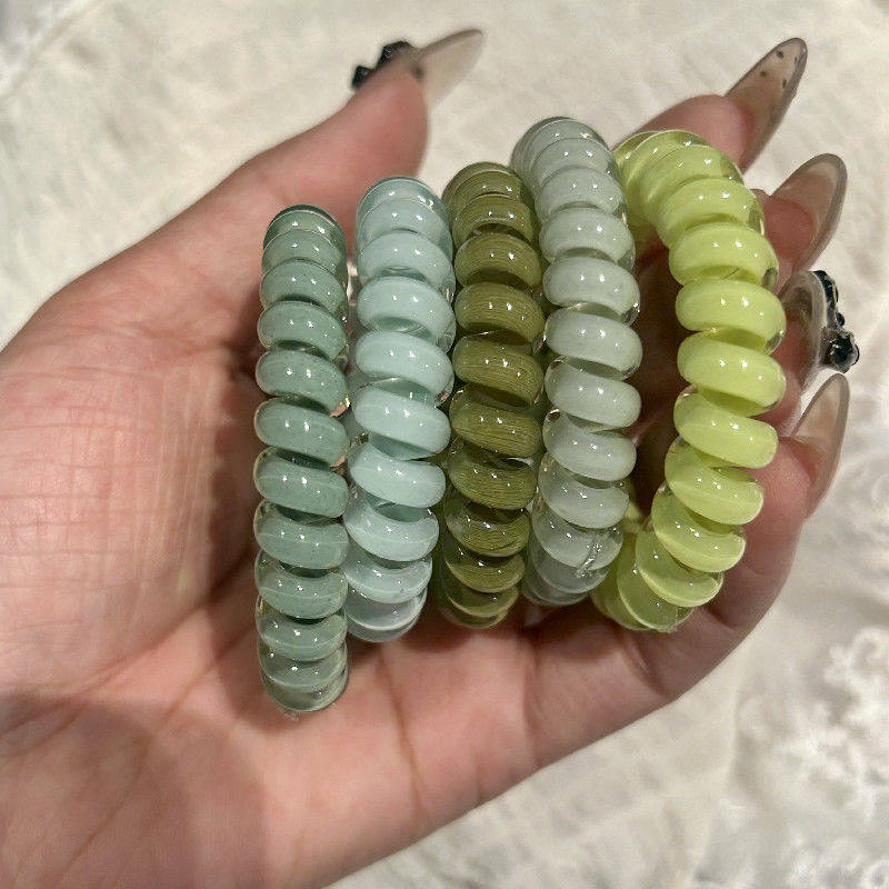 不伤发高级感夏日显白绿色系~5条装弹力电话圈发绳亮面清新发圈,饰品/流行首饰/时尚饰品新,发饰,淘宝优惠券,粉丝福利购,淘宝优惠卷