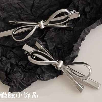 银色蝴蝶结侧边碎发发夹夹子头饰精致鸭嘴发卡马尾头绳发圈