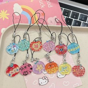 新款清透印花苹果钥匙扣挂件ins超仙书包笔袋挂饰情侣闺蜜礼物