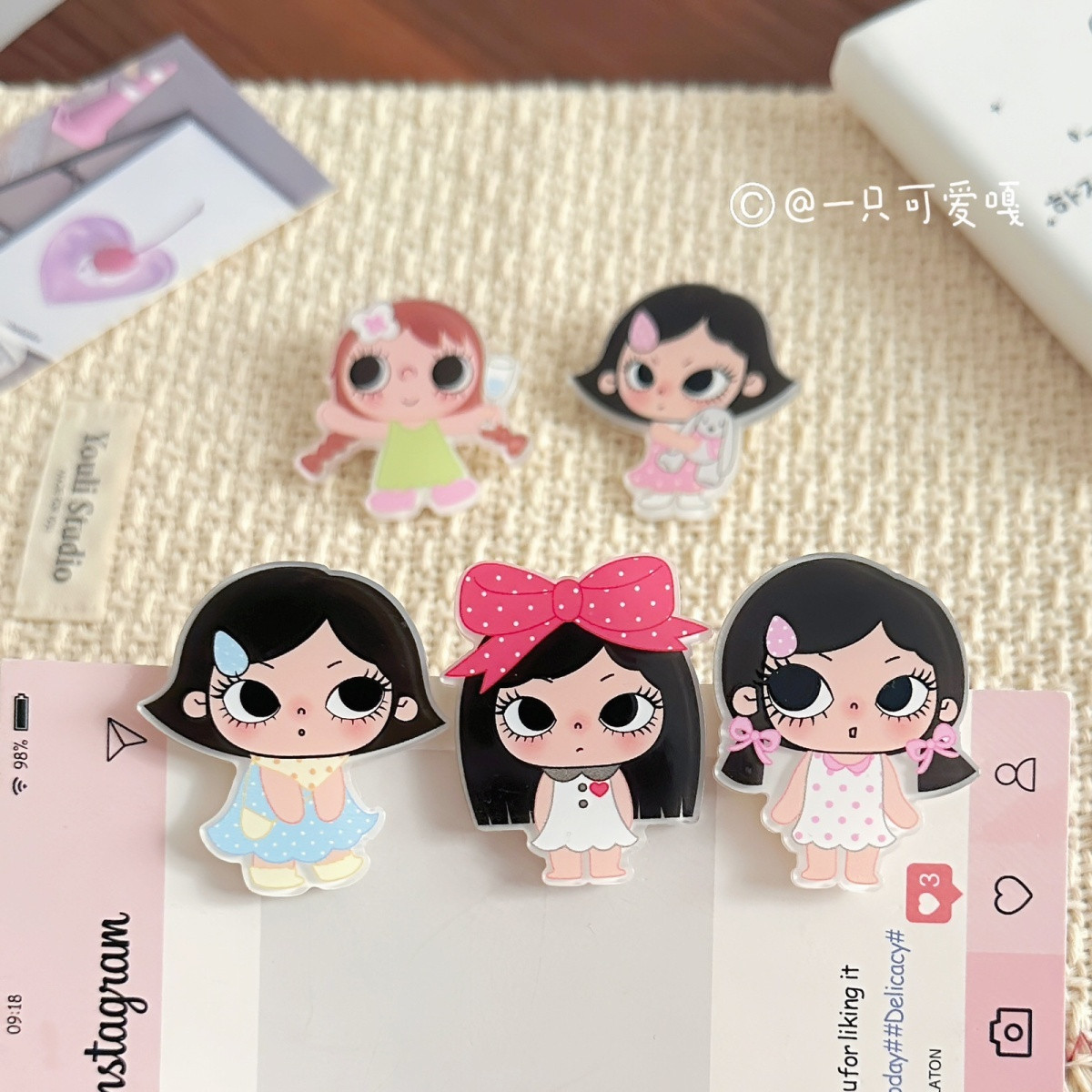 五款小玉小满发夹可爱甜美少女心卡通刘海边夹头饰卡子女鸭嘴夹新
