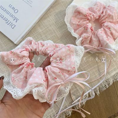 法式蝴蝶结丝带蕾丝花边发圈大肠格子重工大号发绳头绳发饰头饰