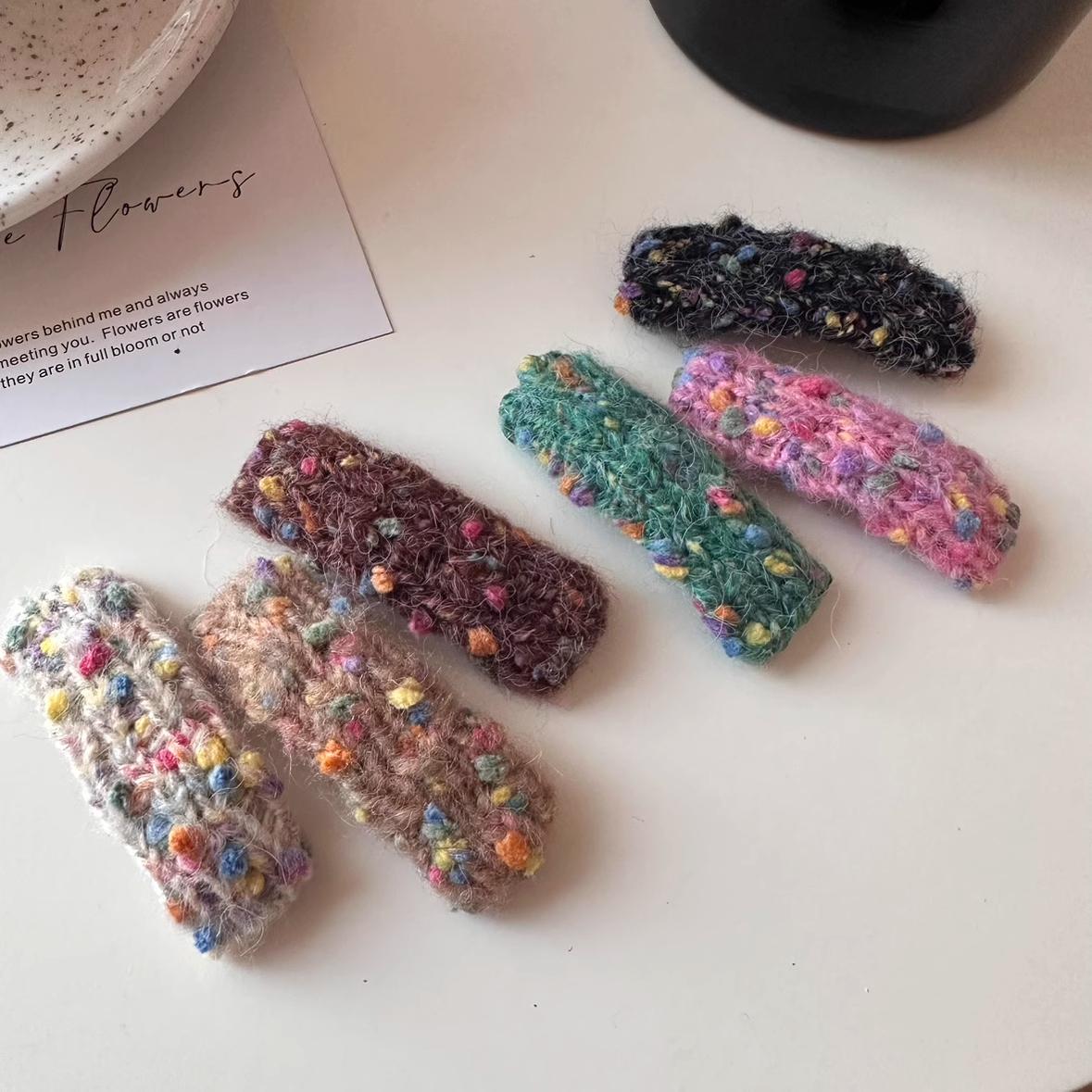 秋冬新款毛线针织彩点发夹