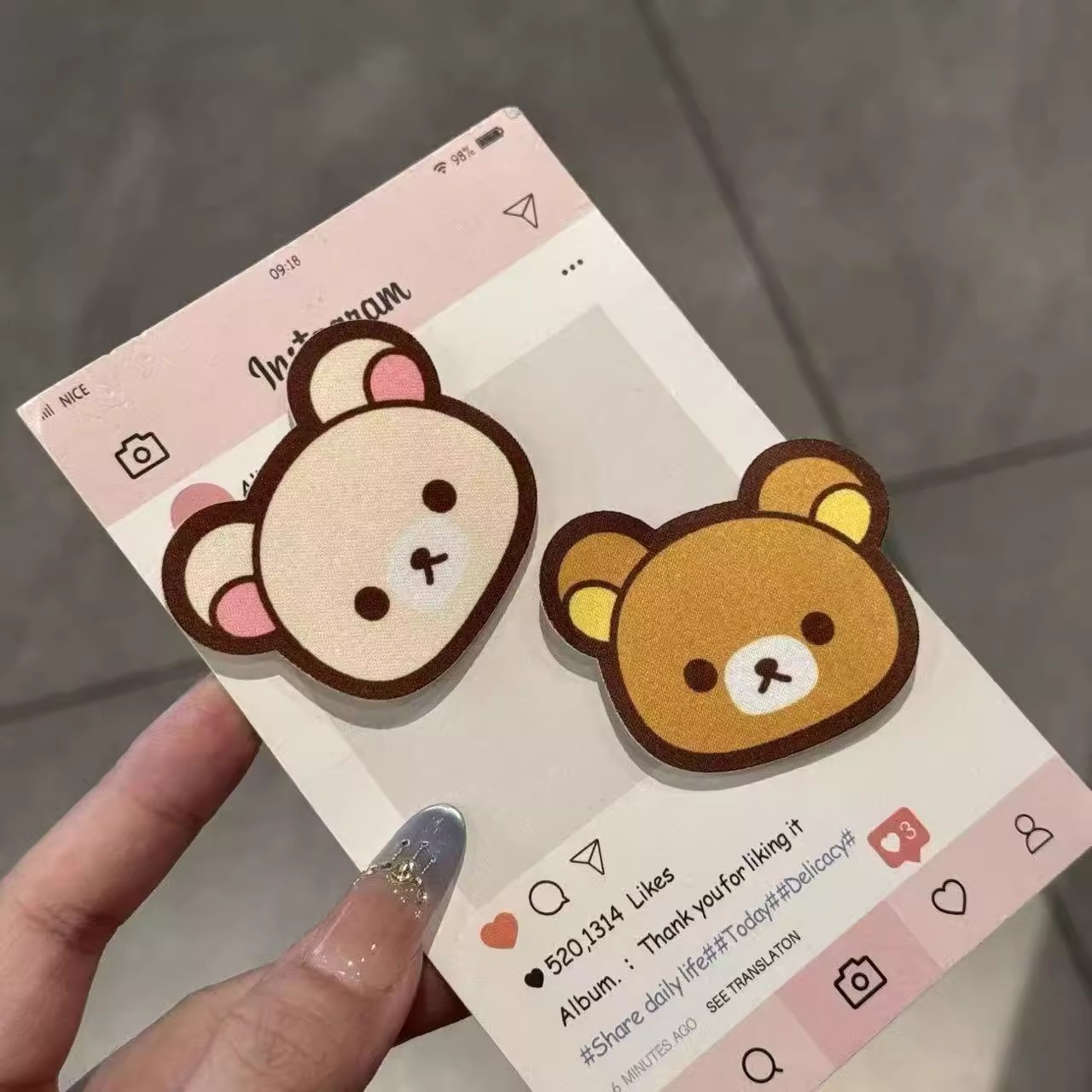 古早可爱卡通轻松熊魔术贴少女前额侧边碎发贴整理神器无痕发饰