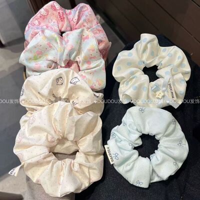 可爱古早KT猫咪大肠圈可爱发绳印花发圈甜美少女心头绳丸子头发饰