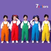 男童女童彩色吊带裤 套装 毕业照多巴胺演出服 背带短裤 六一儿童秋季