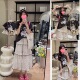 Kitty猫印t恤波点蛋糕裙韩系母女装 亲子装 荷叶边裙萝莉裙 夏季 新款