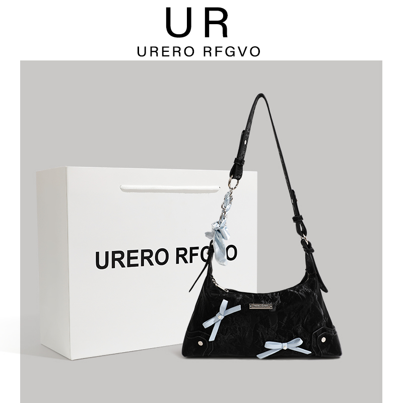 UR包包日韩小众设计高级感蝴蝶结法棍包休闲百搭单肩斜挎手提包女
