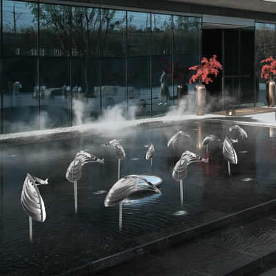 户外水池不锈钢小鱼摆件售楼处酒店大堂广场喷泉雕塑园林水景装饰