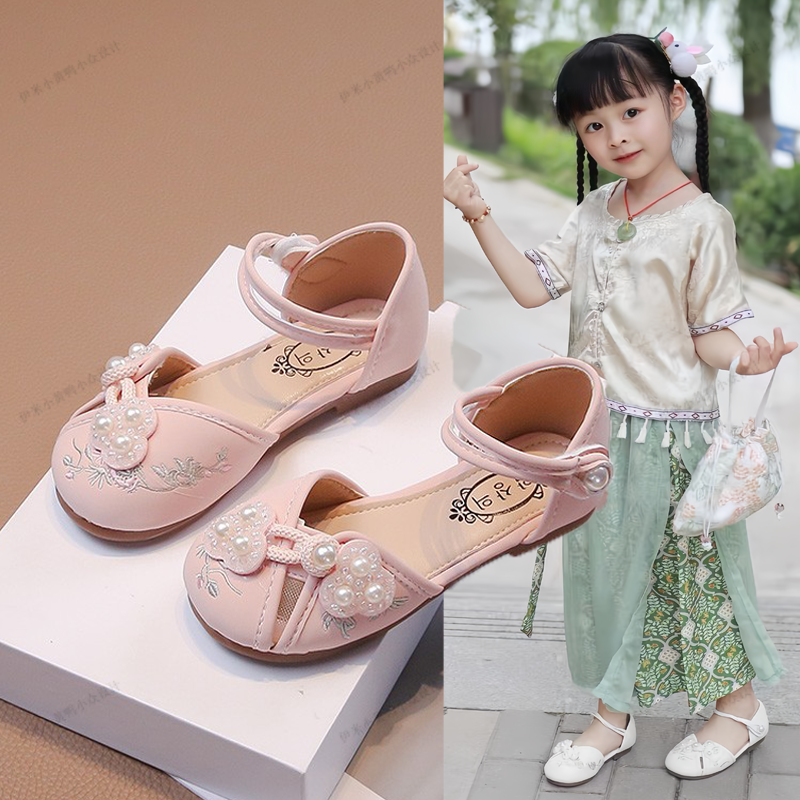 新中式包头凉鞋女童公主鞋夏季小皮鞋2025爆款汉服鞋子儿童旗袍鞋