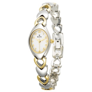 代购BULOVA宝路华经典款椭圆表盘气质时尚爱心镂空表带数字女手表