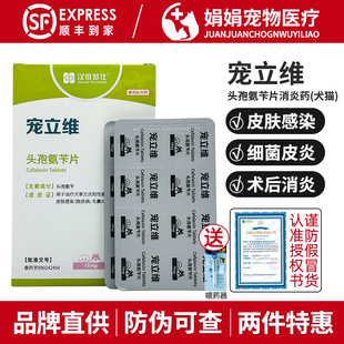 汉维宠仕宠立维头孢氨苄片宠物消炎药感冒狗猫皮炎湿疹皮肤病感染