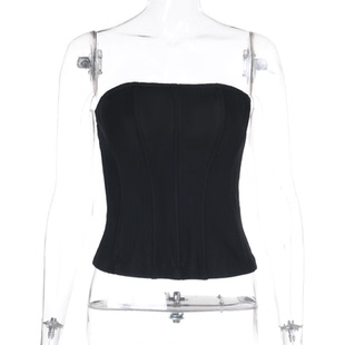 top修身 Slim 束腰抹胸吊带上衣女 strapless cinching fit waist