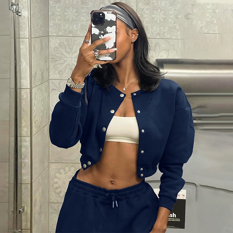 开衫露脐长袖外套时尚