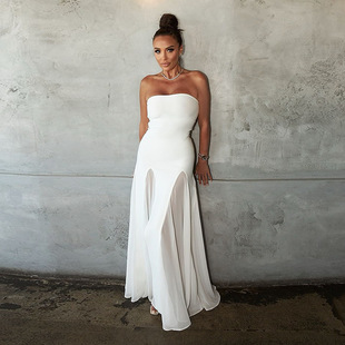 strapless fit mesh dress 抹胸网纱连衣裙女 Sexy 性感修身 slim