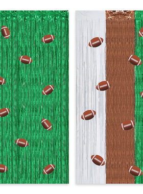 新款橄榄球美式足球DIY雨丝帘超级碗主题派对装饰背景绿色流苏帘