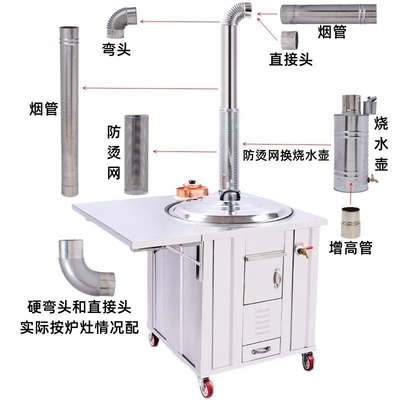 柴火灶烟囱排烟管加厚304不锈钢烟筒家用取暖柴火炉锅炉壁炉烟囱g