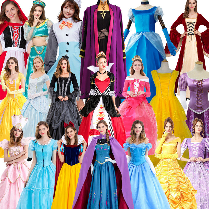 万圣节冰雪奇缘安娜灰姑娘贝尔艾莎长发白雪公主睡美人成人服装