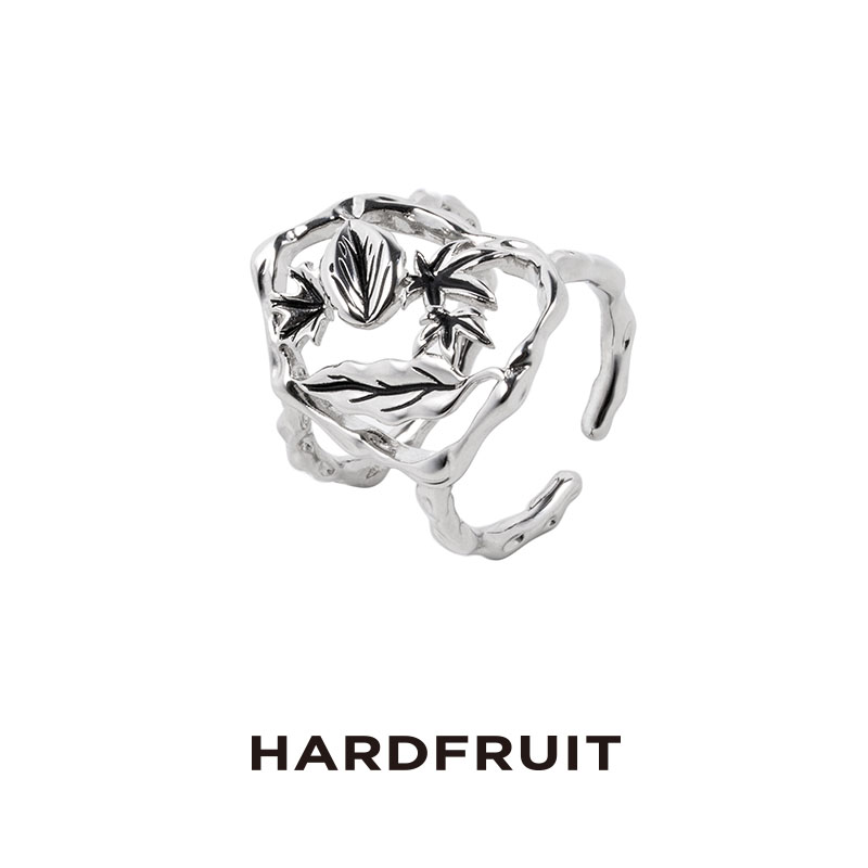 汪苏泷王栎鑫同款 HARDFRUIT原创惊秋系列落叶戒指小众设计开口戒