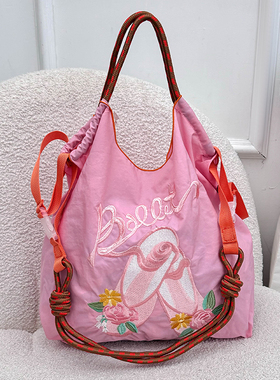 易梦玲同款Ball chain联名芭蕾舞鞋手提单肩包斜挎包刺绣购物袋